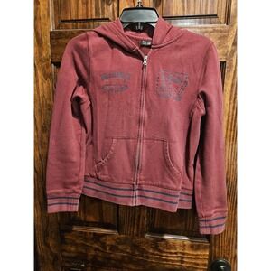 Polo Jeans Co Ralph Lauren Vintage Y2K Burgundy Zip Up Hoodie Jacket Small